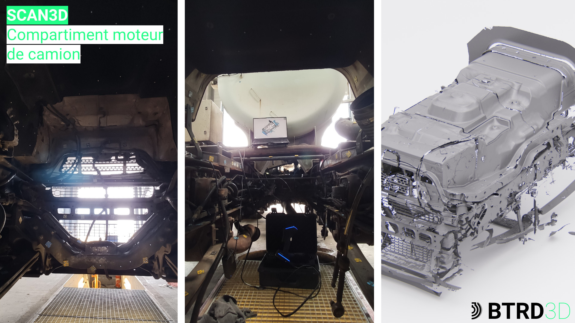 scan 3d compartiment moteur renault truck retrofit